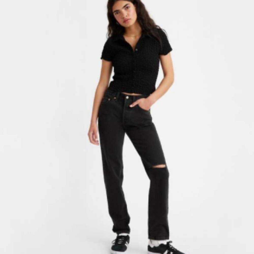 Premium Levi’s 501 black tapered slim jeans New button fly